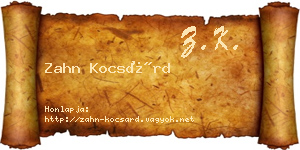 Zahn Kocsárd névjegykártya